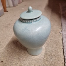 Duck Egg Blue Lidded Urn 23cm