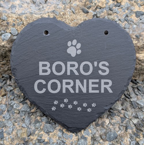 Engraved hanging heart slate - heart,