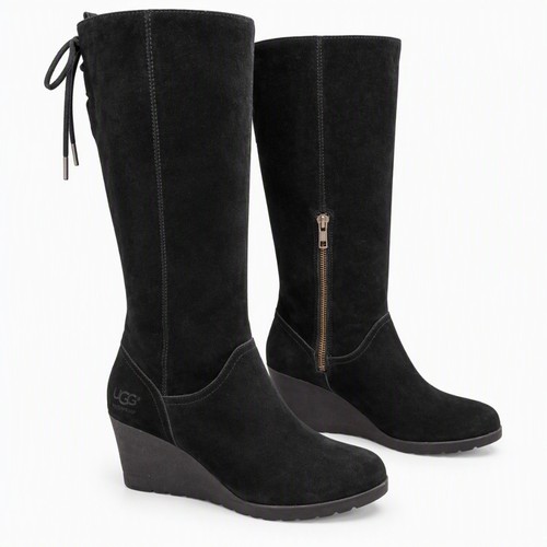 Ugg black suede wedge - black,