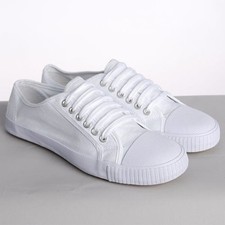 WHITE LACE UP CANVAS PLIMSOLES MENS WOMENS PLIMSOLLS PUMPS BRAND NEW FLATS