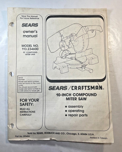 Sears craftsman owner manual - craftsman, owner's