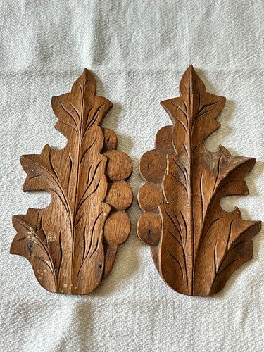 Pair antique hand carved - pair, wood