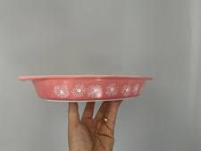 Vintage Pyrex Pink Daisy Divided Casserole Dish 1 -1/2 Quart (No Lid)