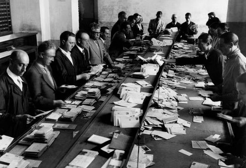 Mail sorting office 1955 old - sorting,