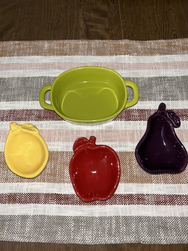 Vintage ceramic dish set green - dish,