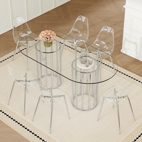 Piece oval glass - 7-piece, dining