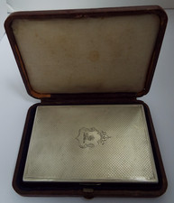 NICE ANTIQUE VICTORIAN 1853 SOLID STERLING SILVER CALLING CARD CASE IN ORIG BOX