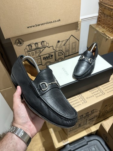 Gucci black leather - silver, bit