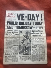 WW2 VE V E Day Holiday Mirror May 8 1945 REPRINT Newspaper 