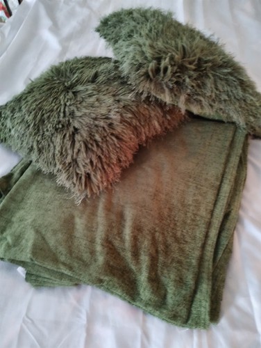 Dunelm olive green chenille - 2,
