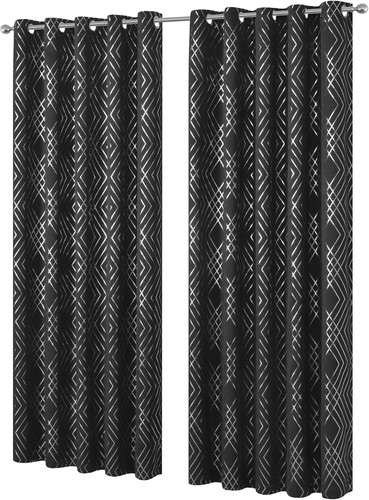 Blackout eyelet curtains black - eyelet,