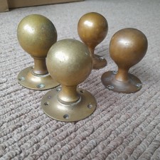 2 Pairs of Brass Door Knobs Old Vintage Ball 