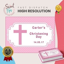 Girl Christening Personalised Rectangle Edible Cake Topper Cake Decoration