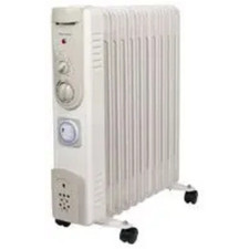 2.5kW 11-Fin Oil Filled Radiator Heater with Timer – White