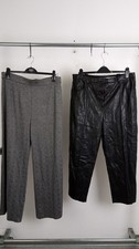 M&S 2Pcs Bundle Size 16 Houndstooth Wide Trousers Faux Leather Trousers NEW F2