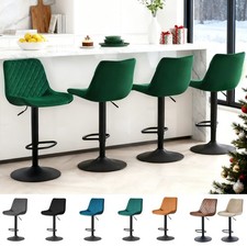 2x Breakfast Bar Stools Velvet /Faux Suede Swivel Gas Lift Chairs Kitchen Cafe