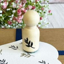 Wooden Mini Rubber Leaf Ink Stamp | Wedding Botanical Scrapbooking Crafts Tags