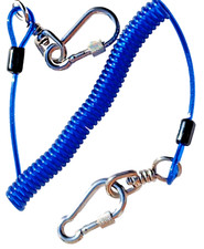 Blue Heavy-Duty Tools Lanyard – Retractable  Safety Tether   2 Carabiners