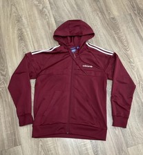 Adidas Men’s Hoodie Burgundy Full Zip Long Sleeve Sweatshirt Size Medium