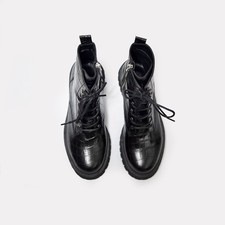 Chunky Black Biker Boots Size