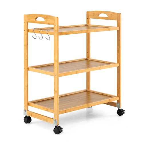 Tier bamboo utility cart - bamboo,