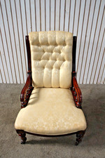 Antique Solid Wood Button Back