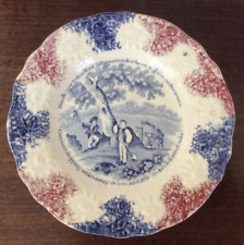 ANTIQUE SPONGEWARE SPATTERWARE 6" WORKMEN'S PROVERBS  PLATE