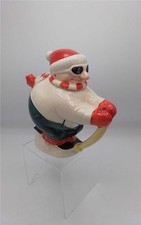 Vintage Coronation Ware Skier Novelty Teapot, Staffordshire, hand painted. 