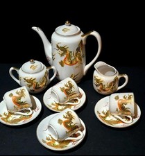 Antique / Vintage Japanese Lithophane Geisha Tea Coffee Set Demitasse Cups