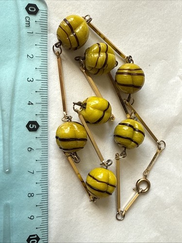 Vintage yellow art glass bead - yellow,