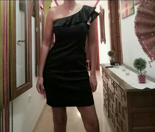 Black fully lined one shoulder - black,