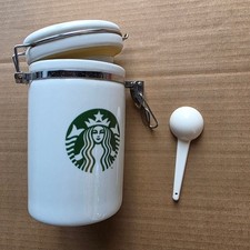 Starbucks Ceramic Coffee Storage Jar with Clamp Lid & Scoop 2013 Logo Vintage
