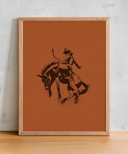 Bucking bronco western print - bucking,