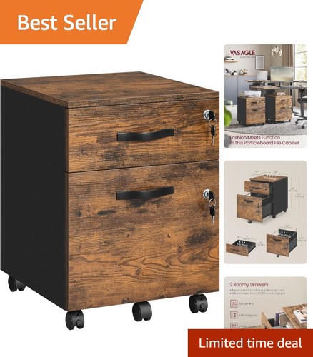 Contemporary lockable drawer - lockable, 2-drawer