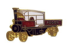 Vintage black enamel FODEN STEAM ENGINE- LORRY TRUCK Metal Badge