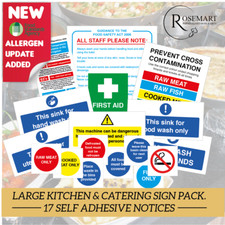 large senior Kitchen Hygiene Catering Health & Safety Stickers Sign pack