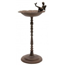 HomeOffice Cast Iron Rustic Angel W Bird Birdbath Garden Bath Feeder Bird Fai...