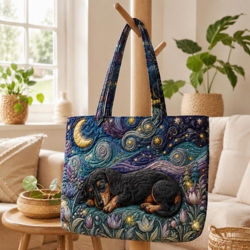 Custom dachshund quilted - custom, tote