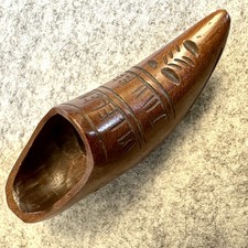 Antique Carved Wooden Elegant Shoe Treen Sewing Pincushion Pin Holder