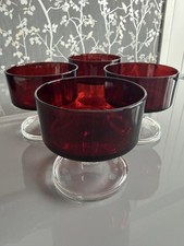 Vintage Luminarc Ruby Red Dessert Glasses/Cups