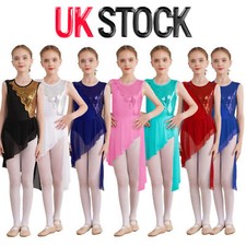 UK Kids Girls Dress Modern Unitard Samba Rompers Lyrical Leotard Jazz Costume