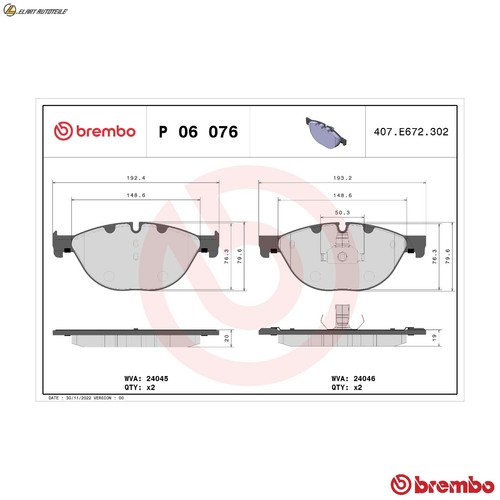 Brake pad set - pad, p