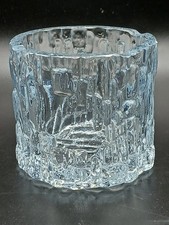Vintage Swedish Strömbergshyttan textured glass ashtray or vase, ice / bark look
