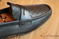 Louis Vuitton Damier Black Leather Penny Loafers Shoes Mens UK 8 US 9 EU 42