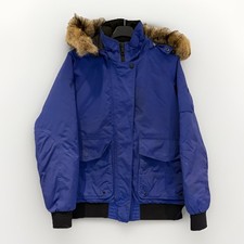 Musto Down Parka Jacket Blue Size UK 10 EU 38 Warm Winter Coat Fur Trim