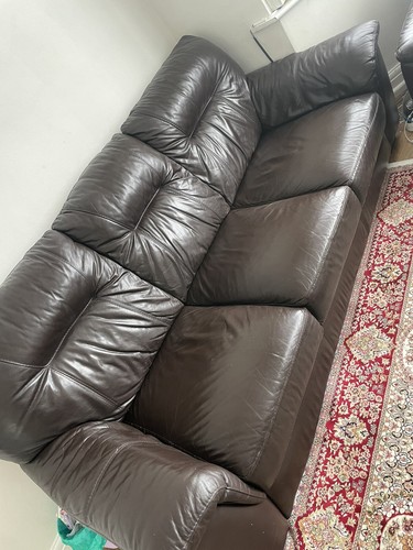 Seater black leather sofa - 3,