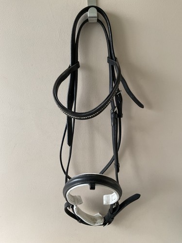 Black leather bridle bling - black,