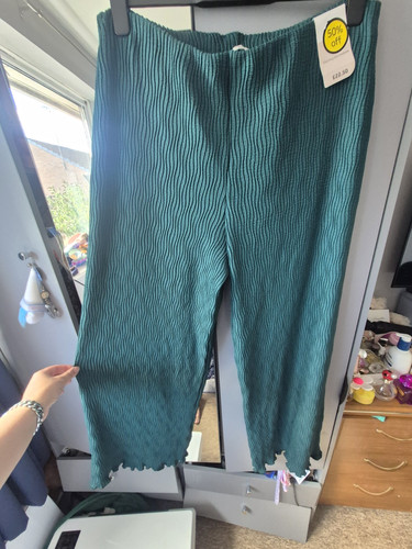 Green pleated wide leg - green,