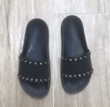 Valentino Black Rock stud Sliders Size EUR 41 Uk 7