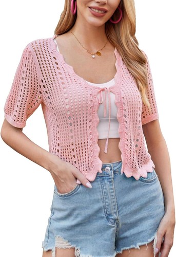 Sheer mesh tie front bolero - sheer,